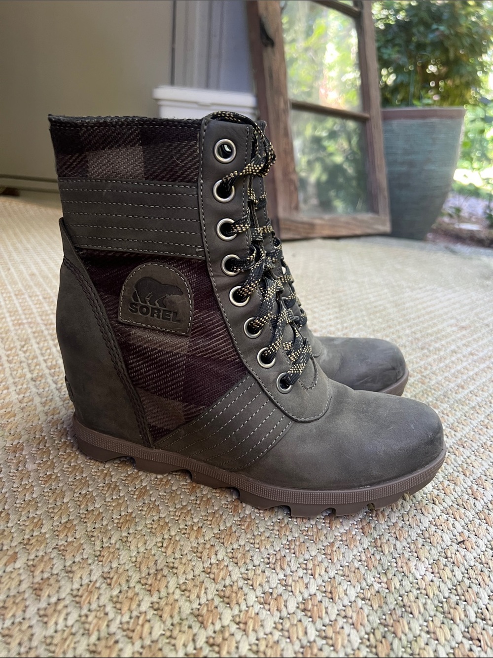 Sorel Joan of Arc Wedge Boots- Olive Green